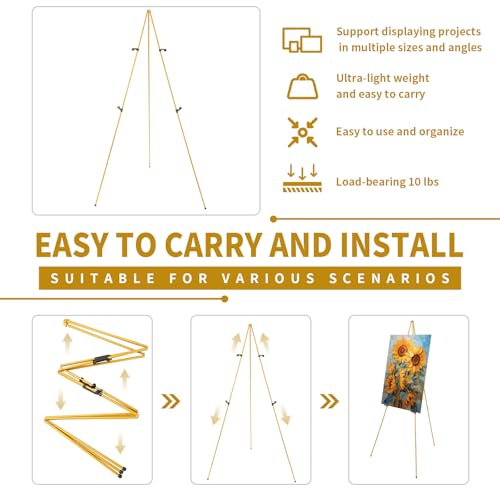 MXG 66" Adjustable Easel Stand for Painting, Sign Display | Portable & Foldable Metal Tripod Stand with Carrying Bag, for Canvas,Whiteboard,Wedding,& Gallery - color: yellow