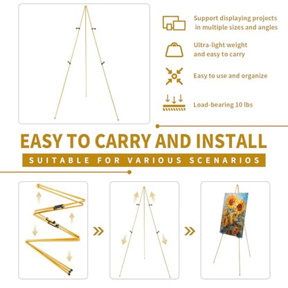 MXG 66" Adjustable Easel Stand for Painting, Sign Display | Portable & Foldable Metal Tripod Stand with Carrying Bag, for Canvas,Whiteboard,Wedding,& Gallery - color: yellow