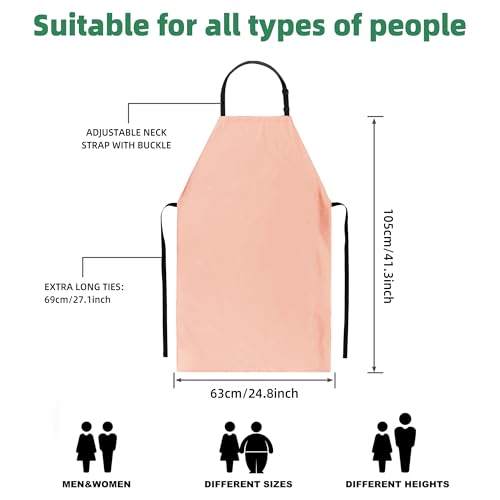 Heavy Duty Waterproof Apron - for Unisex Adult, Ultra Lightweight, Chemical Resistant Industrial Work Apron - color: Pink-1pack