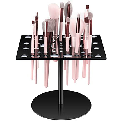 Jetec Acrylic & Silicone Drying Rack for 54 Makeup Brushes, Collapsible, Portable - color: Black