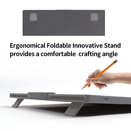 A4 Wireless LED Light Pad with Carry Bag, Innovative Stand and Top Clip, TOHETO Rechargeable Light Box Stepless Dimmable and 6 Levels Brightness Cordless Light Board for Tracing Weeding Vinyl (Grey)