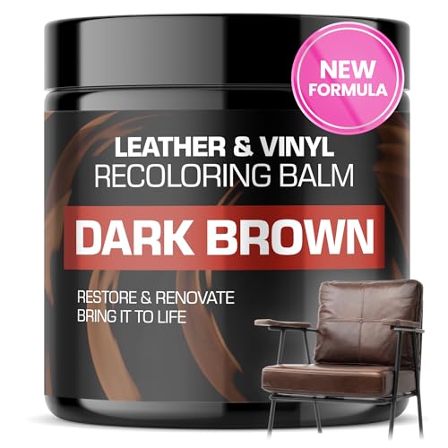 FORTIVO Leather Recoloring Balm, Leather Color Restorer, Scratch Remover, Couch Paint and Repair, Leather Balm for Couches - Dark Brown - color: Dark Brown