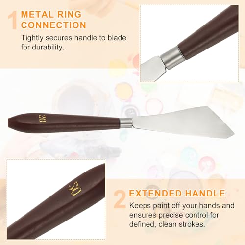 HARFINGTON Palette Knife Painting Tool 3.54" x 1.26" Stainless Steel Art Spatula Pallet Knives Scrapers Tools with Plastic Handle for Acrylic Oil Canvas Mixing Spreading, Red/Silver