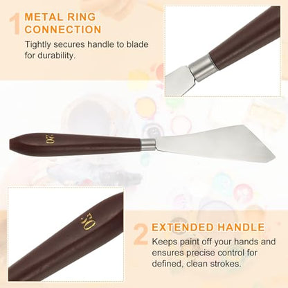 HARFINGTON Palette Knife Painting Tool 3.54" x 1.26" Stainless Steel Art Spatula Pallet Knives Scrapers Tools with Plastic Handle for Acrylic Oil Canvas Mixing Spreading, Red/Silver