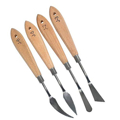 13Pcs Palette Knife Set - Stainless Steel Paint Mixing Drawing Painting Palette Scraper w/Wooden Handle for FX Special Effects in Oil Painting or Acrylic Mixing Spatulas Palette Knives Art Tools