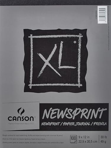 Canson XL Series Newsprint Paper, Foldover Pad, 9x12 inches, 100 Sheets (30lb/49g) - Artist Paper for Adults and Students (Pack of 6) - size: 9" x 12" (100 Sheets) (Pack of 6), style: 9" x 12" (100 Sheets)