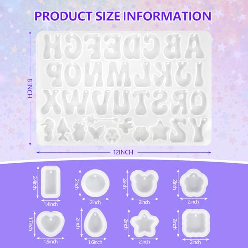 KISREL Epoxy Resin kit -18oz Clear Epoxy Resin with Silicone Alphabet Resin molds and Jewelry Making Kits, 2 Part Epoxy and Hardener for Casting Coating, Keychains, DIY Craft Decorations - size: Alphabet Molds and 8 Mini Molds