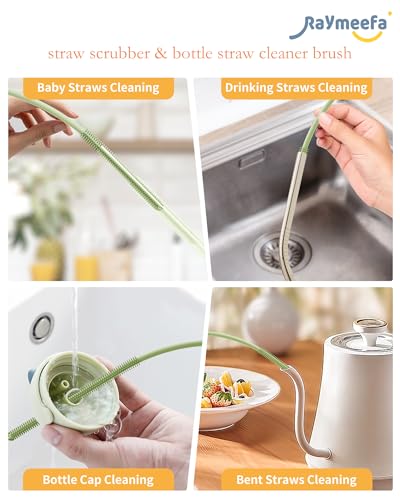 Straw Cleaner Brush Set - Raymeefa Scratch-Free Detail Cleaning for Reusable Straws & Tumblers (Avocado Green) - color: Avocado Green
