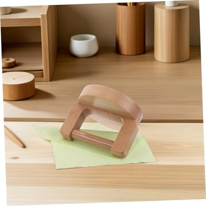 WRITWAA Wood Handled Baren for Printmaking Pressing Tool with Beech Wood Handle and Wiping Cloth, Linocut Hand Press Block for DIY Woodblock Printing and Craft Paper Pressing