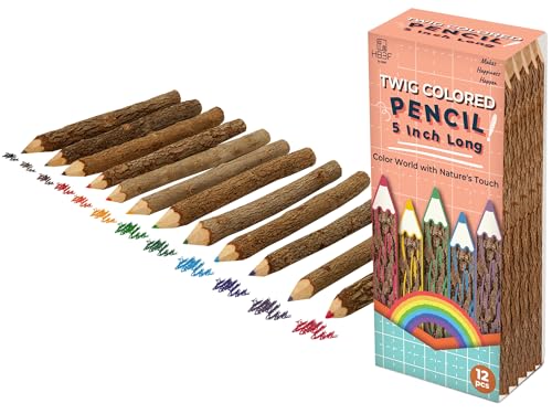 BSIRI Bark Color Wood Pencils Set Assorted-Stick Twig of 5 Inch Tree Bark Wooden Favors in Rustic Twig Pencils Unique Gifts Camping Lumberjack Decorations Party Supplies Novelty Gifts - size: 1 Count (Pack of 12), style: 5 Inch Long