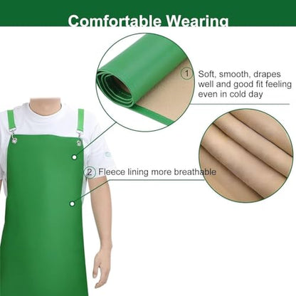 SHEOMERN Waterproof Rubber Apron, 43" Anti-Tear Heavy Duty Vinyl Adjustable Thicker Cross Back Dishwasher Apron for Restaurant Dishwashing, Butcher, Lab Work, Dog Grooming Green - color: Green