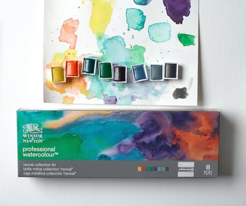 Winsor & Newton Professional Watercolour, Revival Collection Tin, Half-Pan Set of 8 - style: Revival Collection Half Pan Set
