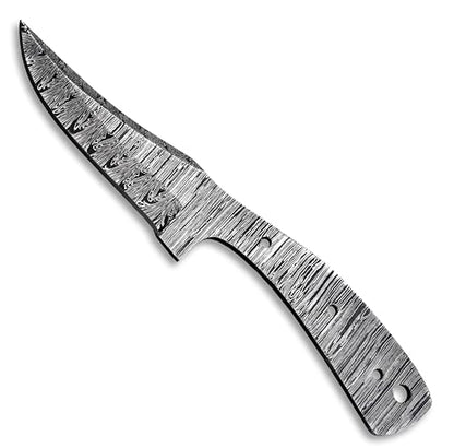 Custom Hand Forged Damascus Steel Blank Blade Diy Knife Making Kit Including Wooden Scale, Leather sheath, Pin, Damascus Blade Billet Knife Making Supply (BK-H) - color: BK-H