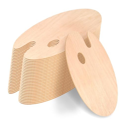 Wooden Painting Palette, Oval-Shaped Wood Paint Pallets with Thumb Hole,Premium Wooden Pallets Ideal for Oil, Acrylic & Watercolor Painting Creative Projects (30 Pcs) - style: 30 Pcs