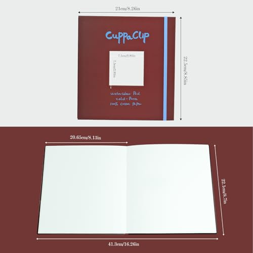 CuppaClip Watercolor Paper Pad Cover Illustration Pure Cotton Pulp Cold Press 300GSM Acid-Free Hardback Watercolor Book (Burgundy) - color: Burgundy