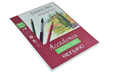 Honsell Fabriano Accademia Disegno 41202129 DIN A4 200 g/m² 30 Sheets White High-Quality Eraser-Proof Drawing Paper Acid and Lignin Free Suitable for Many Painting Techniques