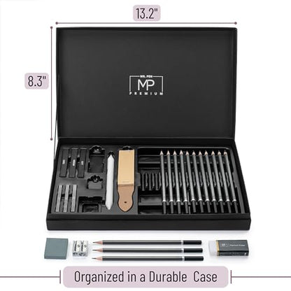 Mr. Pen- Drawing Sketching Pencil Set, 25 pcs, Graphite Pencils (10B-6H) | Graphite Sticks, Erasers, Sharpener, Blending Stump & Sandpaper Pad for Drawing, Shading & Art Projects - size: 25 pcs