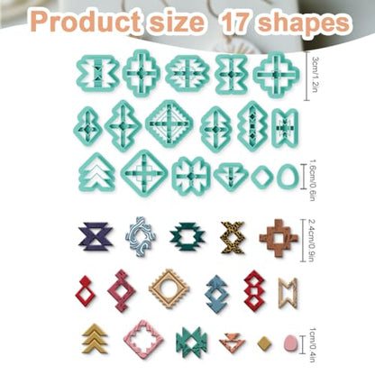 17Pcs Classic Aztec Polymer Clay Cutters | For Adults DIY Jewelry for Earrings Making Birthday Party DIY Supplies, Western Style, Plastic Material
