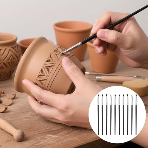 10 Pcs Silicone Brushes for Crafts, Silicone Sculpting Tools Sculpting Brush Flexible Clay Carving Tools for Handicraft Pottery Artwork Shaping Carving DIY- Black