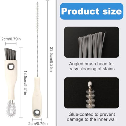 2pcs Cup Lid Cleaning Brush Set, Multifunctional Gap Cleaner & Straw Brush with Long Narrow and Short Wide Brushes, Portable Bottle Cleaning Kit for Baby Bottle, Sippy Cup, Teapot Spout, Tumbler Tubes