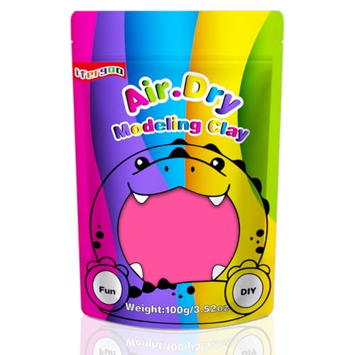 ifergoo Pink Air Dry Clay, DIY Creative Modeling Clay for Kids, Super Light Magic Foam Clay for Kids Age 3-12, Soft, No-Sticky & Non-Toxic, Molding Clay for School Art & Craft Project(Pink 100g/3.5oz) - color: Pink/100g
