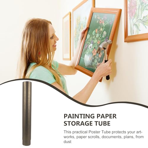TEHAUX Extendable Black Gold Poster Holder Tube Telescoping Art Carrying Case for Artwork Storage Document Protection and Scroll Transport for Students and Designers