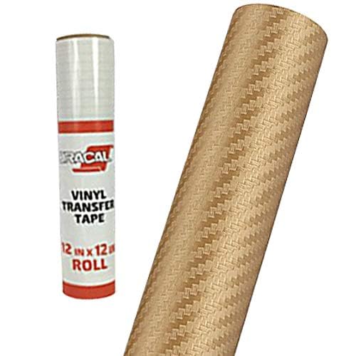VViViD Craft 3D Carbon Fibre Textured Vinyl Sheet 1ft x 5ft for Silhouette, Cricut and Cameo Machines Including 12" x 12" Sheet of Transfer Paper (Gold) - color: Gold