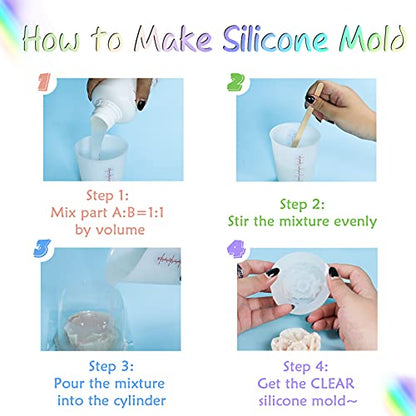 Fast Curing Silicone Mold Making Kit Translucent Liquid Rubber Food Grade 1:1 Ratio 2lb 32oz 900g