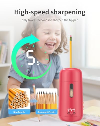 Automatic Electric Pencil Sharpener - Auto Feed, Auto Stop & Auto Eject, Rechargeable for Classroom, Home, School, Office, Rose Red - color: Rose Red