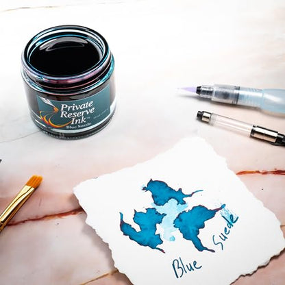 Private Reserve Premium Fountain Pen Ink, 60ml Bottle, Blue Suede | Premium fountain pen ink with smooth flow, rich color, and reliable everyday writing performance. - color: Blue Suede
