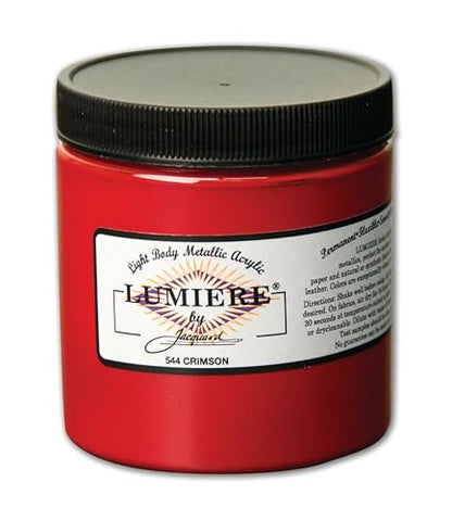 Jacquard Lumiere 8oz Fabric Paint Crimson - Metallic Paint for Fabric Paper Wood Ceramic and Metal - Light-bodied Metallic Acrylic Paint - Lightfast & Vibrant Metallic Acrylic Paints - color: Crimson, size: 8 Fl Oz (Pack of 1)