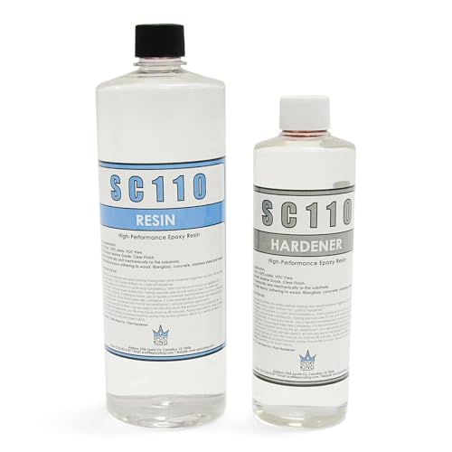 Epoxy Resin Kit with Hardener - Crystal Clear, Self-Leveling, UV-Resistant, Non-Toxic Formula - High Gloss Finish for Table Tops, River Tables, Wood, Art, Crafts, Marine and DIY Projects – 2:1 Ratio - size: 48 OZ Kit