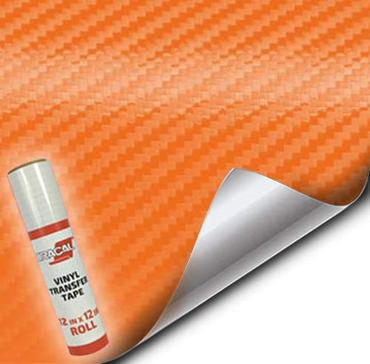 VViViD Craft 3D Carbon Fibre Textured Vinyl Sheet 1ft x 5ft for Silhouette, Cricut and Cameo Machines Including 12" x 12" Sheet of Transfer Paper (Orange) - color: Orange