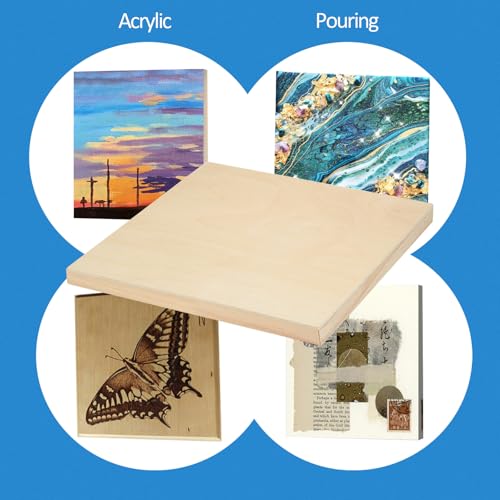 Falling in Art 2 Pack Unfinished Wooden Canvas Panels, 6x6 Gallery Birch Wood Panels Kit, 1 1/2" Deep Art Cradle Boards for Acrylic Painting, Pouring and Burning - size: 6*6 2 Pack
