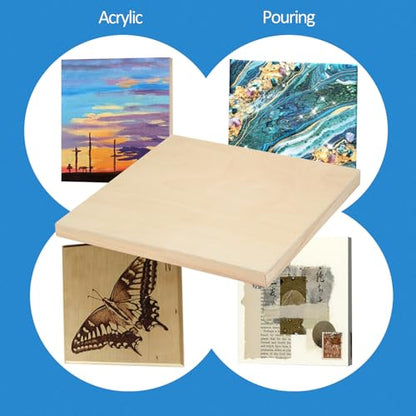 Falling in Art 2 Pack Unfinished Wooden Canvas Panels, 6x6 Gallery Birch Wood Panels Kit, 1 1/2" Deep Art Cradle Boards for Acrylic Painting, Pouring and Burning - size: 6*6 2 Pack