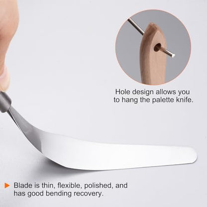 HARFINGTON 4pcs 18# Painting Palette Knife Pointy Stainless Steel Art Spatula Painting Pallet Knives Scrapers Tools with Plastic Handle for Acrylic Oil Canvas Mixing Spreading