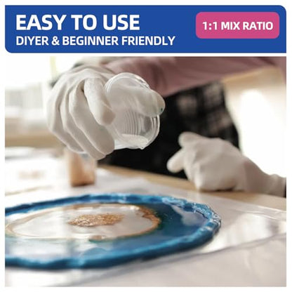2 Gallon Crystal Clear Epoxy Resin Kit - Not-Yellowing No-Bubble, Self Leveling Easy Pour - 1:1 Ratio High Gloss Casting & Coating Resin for Art Crafts, Jewelry Making, Wood & Molds