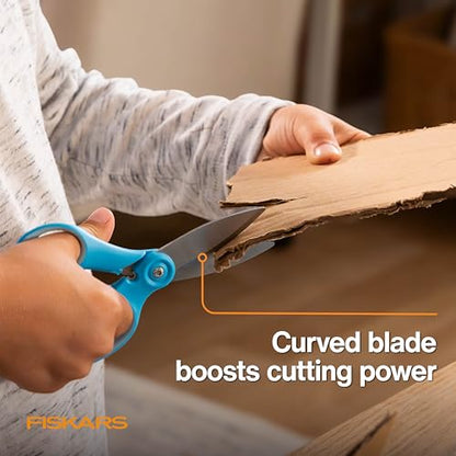 Fiskars 6" Kids Super Scissors with PowerCut Technology to Boost Cutting Power, Perfect for Multiple Paper Layers, Foam & Cardboard, Integrated Wire Cutter for Pipe Cleaners, Craft & School Supplies - style: Super Scissors