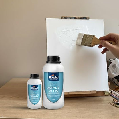BLUEBIRD Studio Acrylic Gesso - Liquid Gesso Primer for Arylic Painting, Surface Prep Medium (White, 16.9 Fl Oz) - color: White, size: 16.9 Fl Oz (Pack of 1)