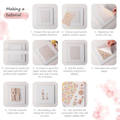 9 Pcs Transfer Paper for Earrings & Polymer Clay, Strips, Dots, Waves,Grids Pattern Water Soluble Transfer Sheet for Polymer Clay DIY Art Crafts Jewelry Earrings Making Supplies 5.82X3.9in