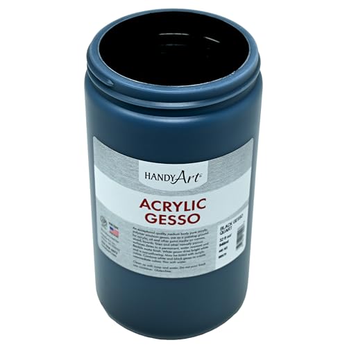 Handy Art Acrylic Gesso, 32 oz, Black, Primer for Canvas, Wood, & Artist Painting Surfaces, Enhances Acrylic Paint Adhesion, Low Viscosity, Thick Coverage, Certified Safe & AP Non-Toxic, Made in US - color: Black Gesso, size: 32 Fl Oz (Pack of 1)