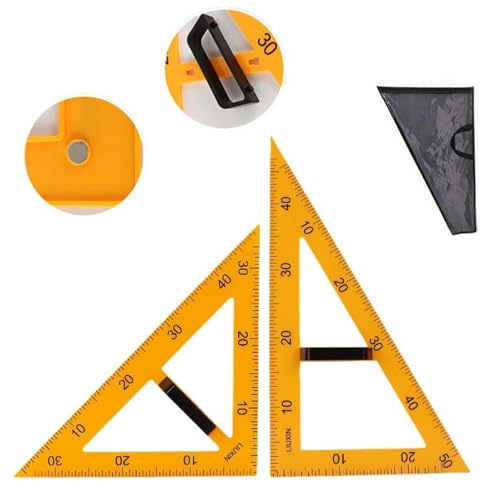 Magnetic Triangular Scale Ruler Set Drafting Tools Mathematics Protractor Pencil Compass, Math Geometry Classroom Teaching Measurement Set Oversized Ruler (45 ° and 60 ° Triangular Rulers) - color: 45 ° and 60 ° Triangular Rulers