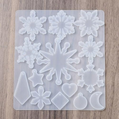 1PC Snowflake Pendant Silicone Molds Christmas Resin Epoxy Casting Molds for Earring Necklace Keychain Charms Pendants Jewelry Making DIY Gem Cabochon Craft Supplies White 131x117x4.5mm - color: White-25