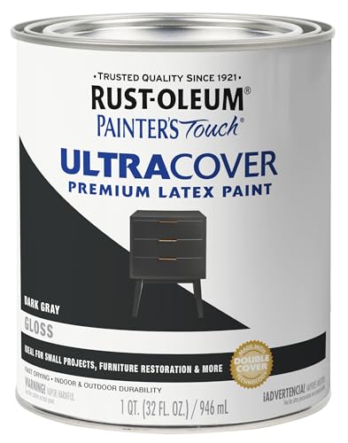 Rust-Oleum 1986502 Painter's Touch Latex Paint, Gloss Dark Gray, 1 Quarts (Pack of 1) - color: Gloss Dark Gray, size: 1 Quarts (Pack of 1)