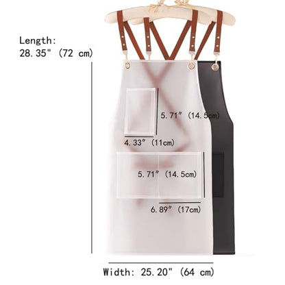 2 Pack Waterproof Translucent Apron with Large Pockets,Cross Back Apron Cooking Apron for Dishwashing,Cleaning Fish, - color: Black&white
