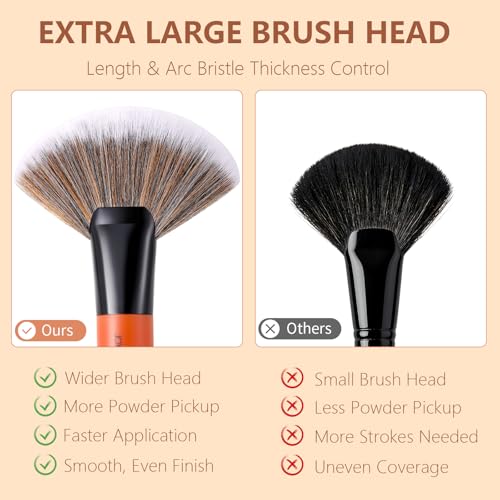 Docolor Fan Brush Professional Face Makeup Brush Highlighting Kabuki Premium Synthetic Hairs Cosmetic Tool, Red BULL Fan Brush - size: Red BULL Fan Brush