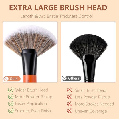 Docolor Fan Brush Professional Face Makeup Brush Highlighting Kabuki Premium Synthetic Hairs Cosmetic Tool, Red BULL Fan Brush - size: Red BULL Fan Brush