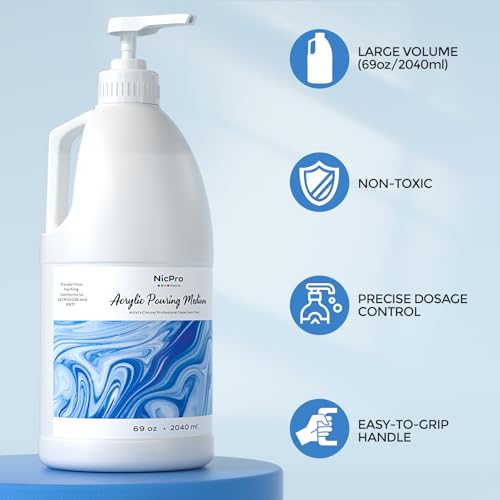 Nicpro Pouring Medium for Acrylic Paint 69oz / 2040ml, Acrylic Paint Thinner, Acrylics Flow Medium Improve Flow Consistency - size: 69 Fl Oz (Pack of 1)