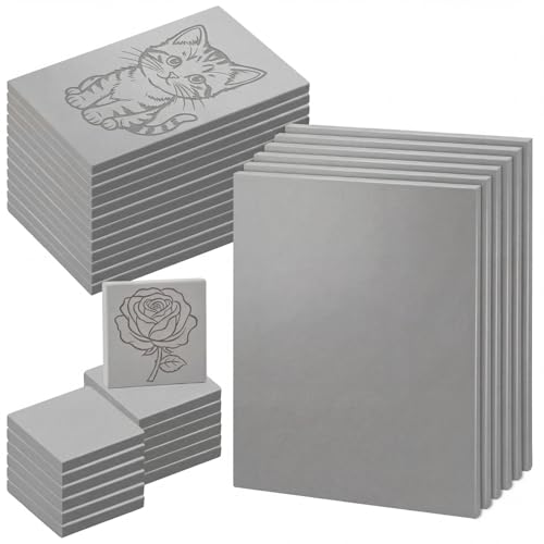 Joyfolk 30 Pcs 0.12 Inch Thick Linoleum Blocks for Printmaking Supplies 12 Pcs 4” x 6”and 2” x 2”, 6 Pack 8” x 6” Gray Soft Rubber Linocut Block Printing Kit for Stamp Carving DIY Crafts Art Projects - color: Grey, size: 4x6",6x8",2x2", 0.12"thick