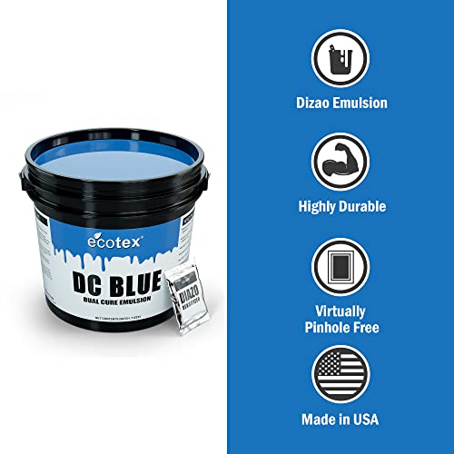 Ecotex® DC Blue Screen Printing Emulsion (Pint - 16oz.) Diazo Required Photo Emulsion for Silk Screens and Fabric- for Screen Printing Plastisol Ink and Water Based Ink, Screen Printing Supplies - size: 16 fl oz